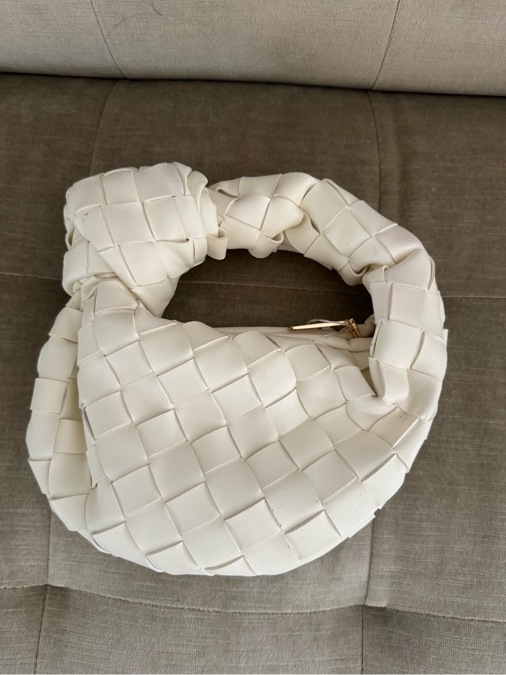 Woven Hobo Shoulder Bag in Cream